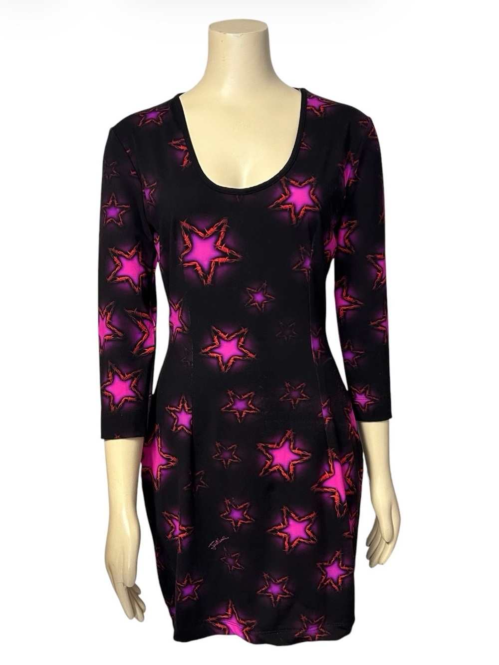 Just Cavalli Womens black purple pink star barbed wire bodycon dress size 44